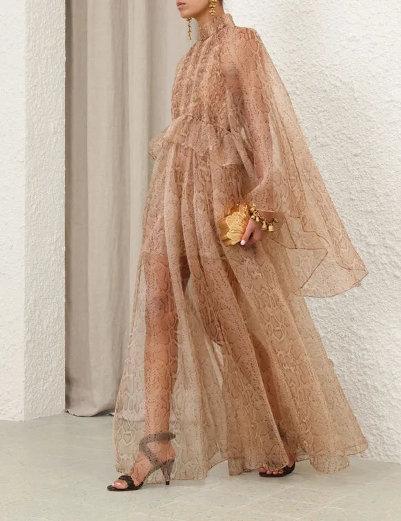 Memento Smocked Flutter Dress