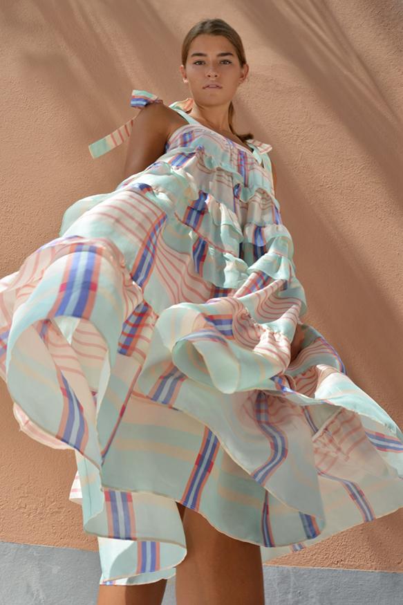 EMILY TEIRED MAXI DRESS PICNIC STRIPE