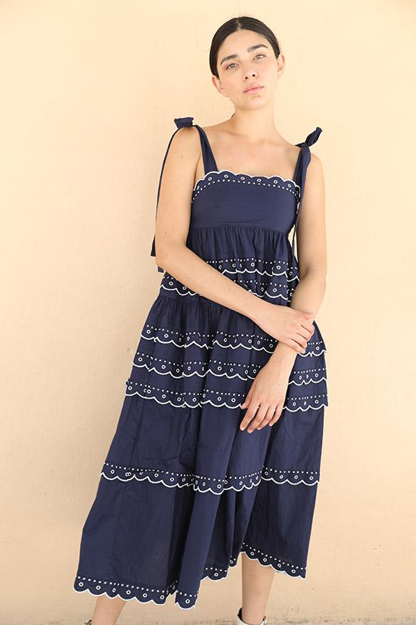EMILY TEIRED SCALLOP MAXI DRESS NAVY