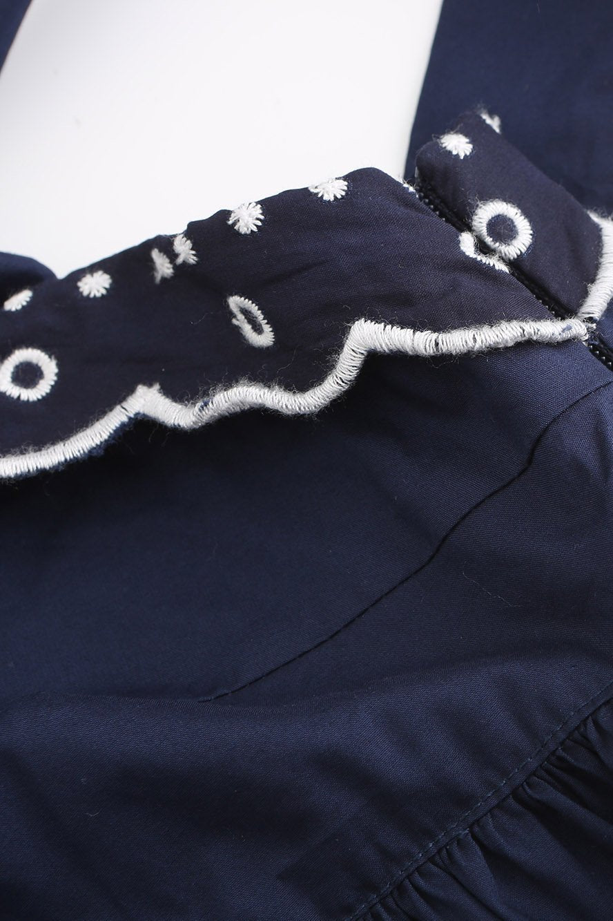 EMILY TEIRED SCALLOP MAXI DRESS NAVY