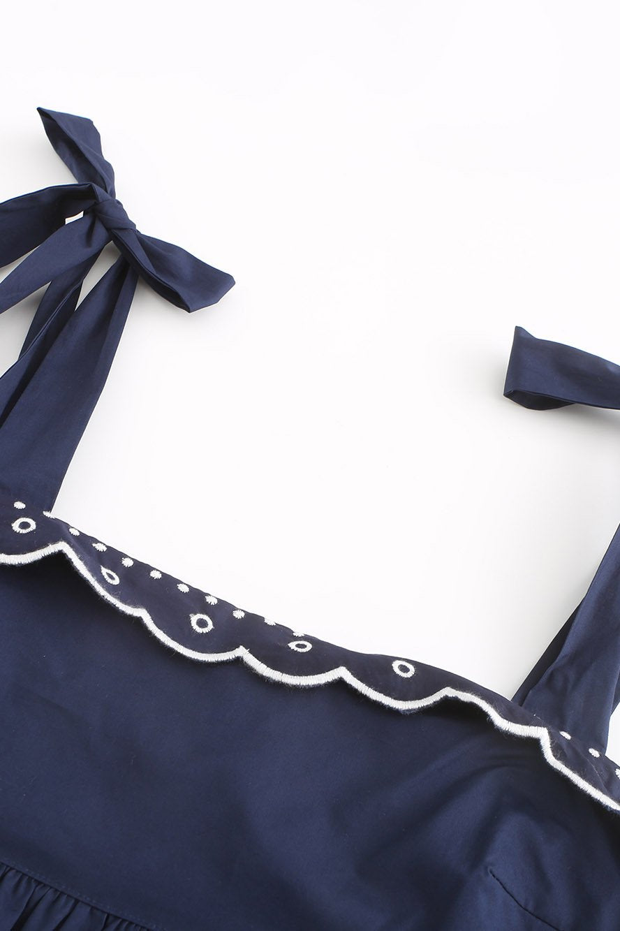 EMILY TEIRED SCALLOP MAXI DRESS NAVY
