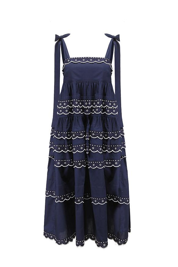 EMILY TEIRED SCALLOP MAXI DRESS NAVY