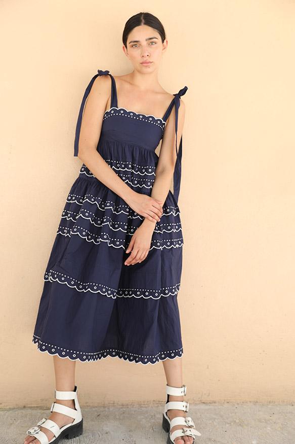 EMILY TEIRED SCALLOP MAXI DRESS NAVY