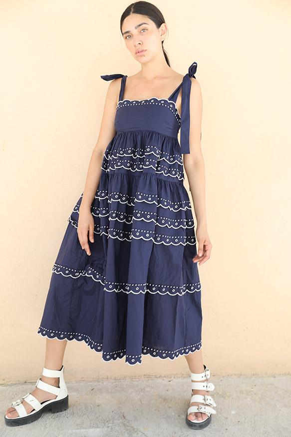 EMILY TEIRED SCALLOP MAXI DRESS NAVY