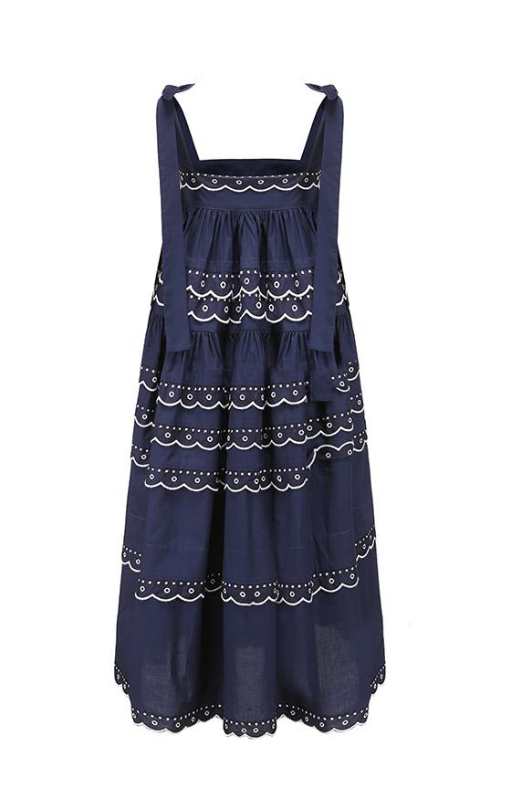 EMILY TEIRED SCALLOP MAXI DRESS NAVY