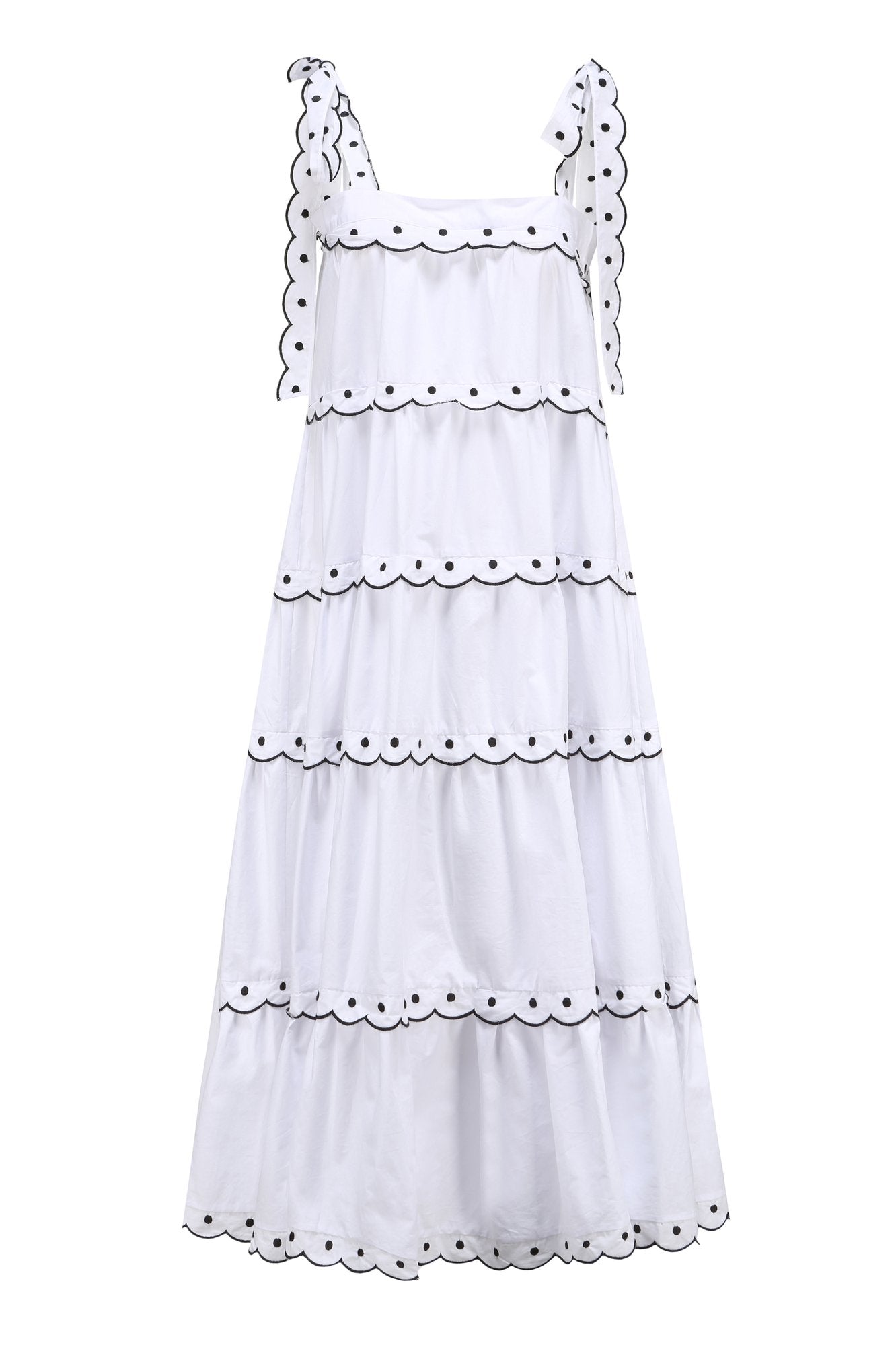 EMILY TEIRED SCALLOP MAXI DRESS