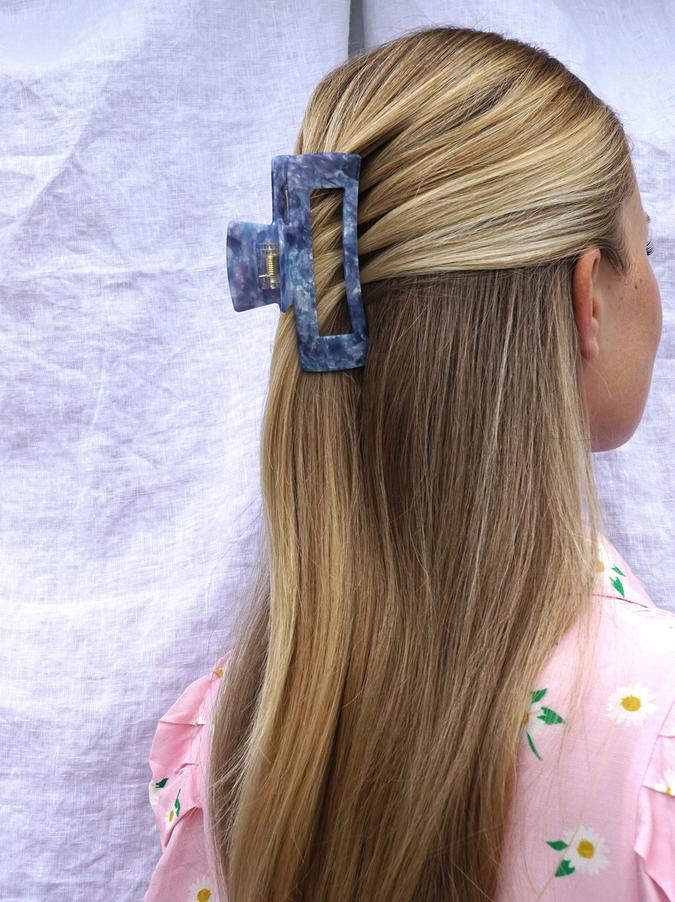 HAIR CLIP - BLU MARBLE